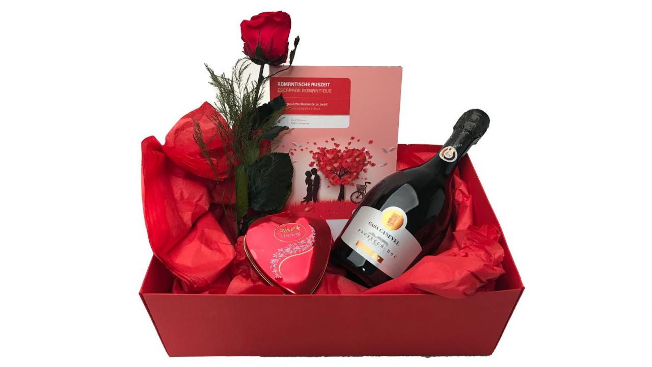 Love Box Deluxe, Avec bon cadeau romantique, vin mousse